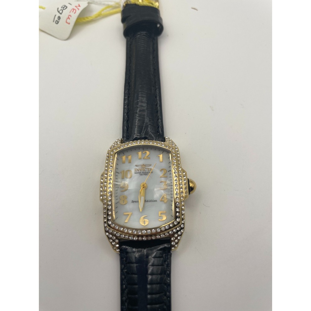 Invicta Special Edition Lupah Crystal Watch 0156 Gold Tone MOP 5 Strap Gift Set